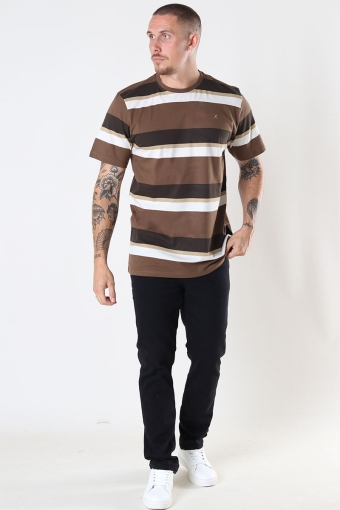 Bradley Cotton Tee Brown Stripes