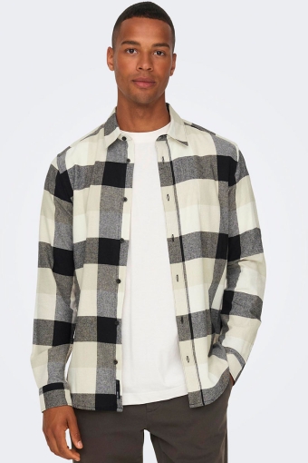 GUDMUND LS CHECK SHIRT Star White