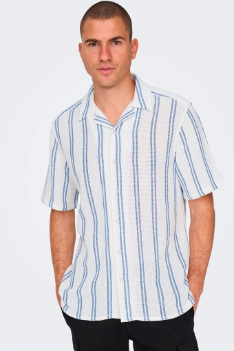 Trev Reg Structure Stripe SS Shirt Cloud Dancer