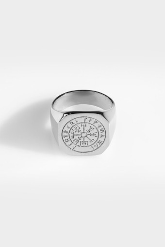 Oversize Vegvisir Anneau Silver