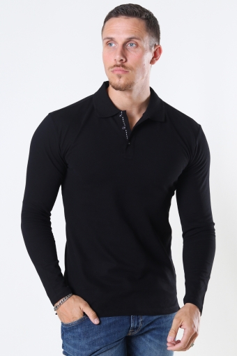 Muscle Fit Polo LS Black