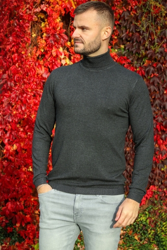 MALCOLM ROLL NECK KNIT Charcoal