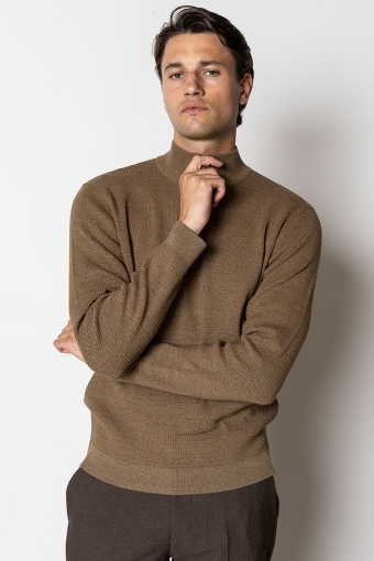 Oscar half-zip knit Brown Melangè