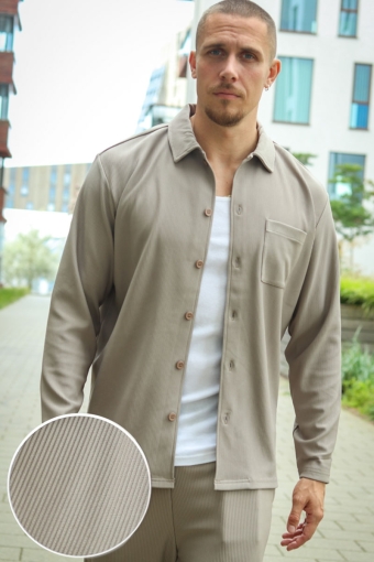 Relax Plisse LS Shirt Greige