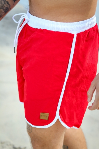 Retro swim shorts Firered/White