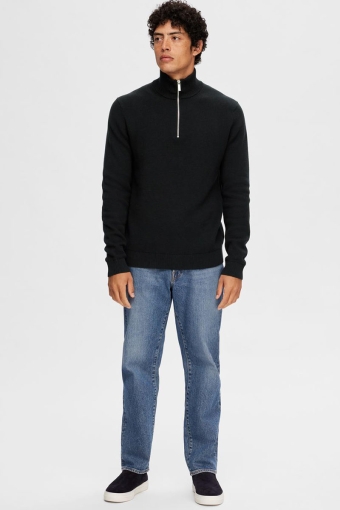 Dane LS Structure Knit Half Zip Black