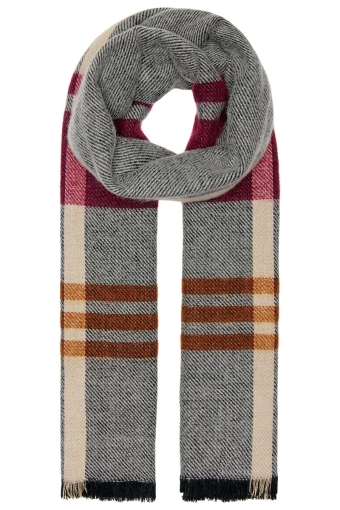 Levi Check Knit Scarf Light Grey Melange