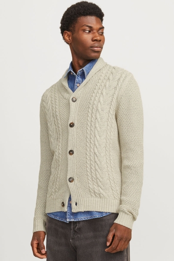 Craig Knit Shawl Neck White Melange