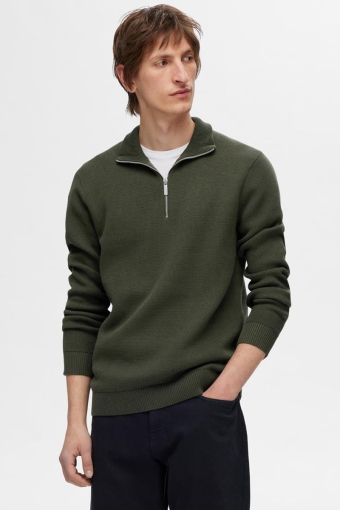 Dane LS Structure Knit Half Zip Forest Night