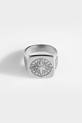 Oversize Compass Anneau Silver