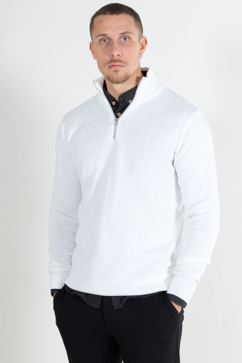 Carlo Cotton half zip knit Snow White