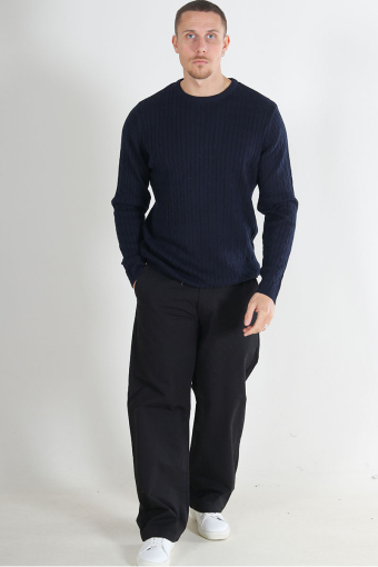 Cable Cotton Knit Sky Captain