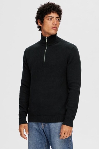 Dane LS Structure Knit Half Zip Black