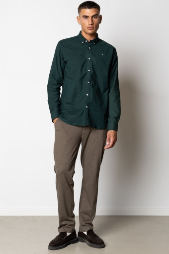 Oxford Stretch Plain L/S Deep Green