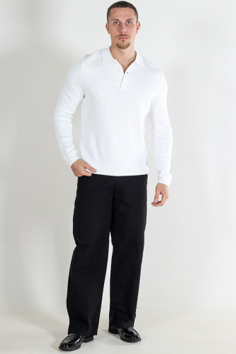 Phil Rib LS Polo Knit Cloud Dancer