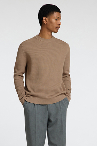 Dane LS Structure Knit Crew Neck Greige