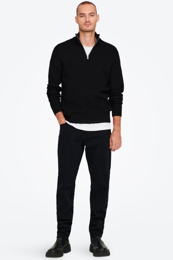 PHIL COTTON HALF ZIP KNIT Black