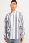 Jack & Jones JJESUMMER LINEN BLEND SHIRT LS SN Navy Big Stripe